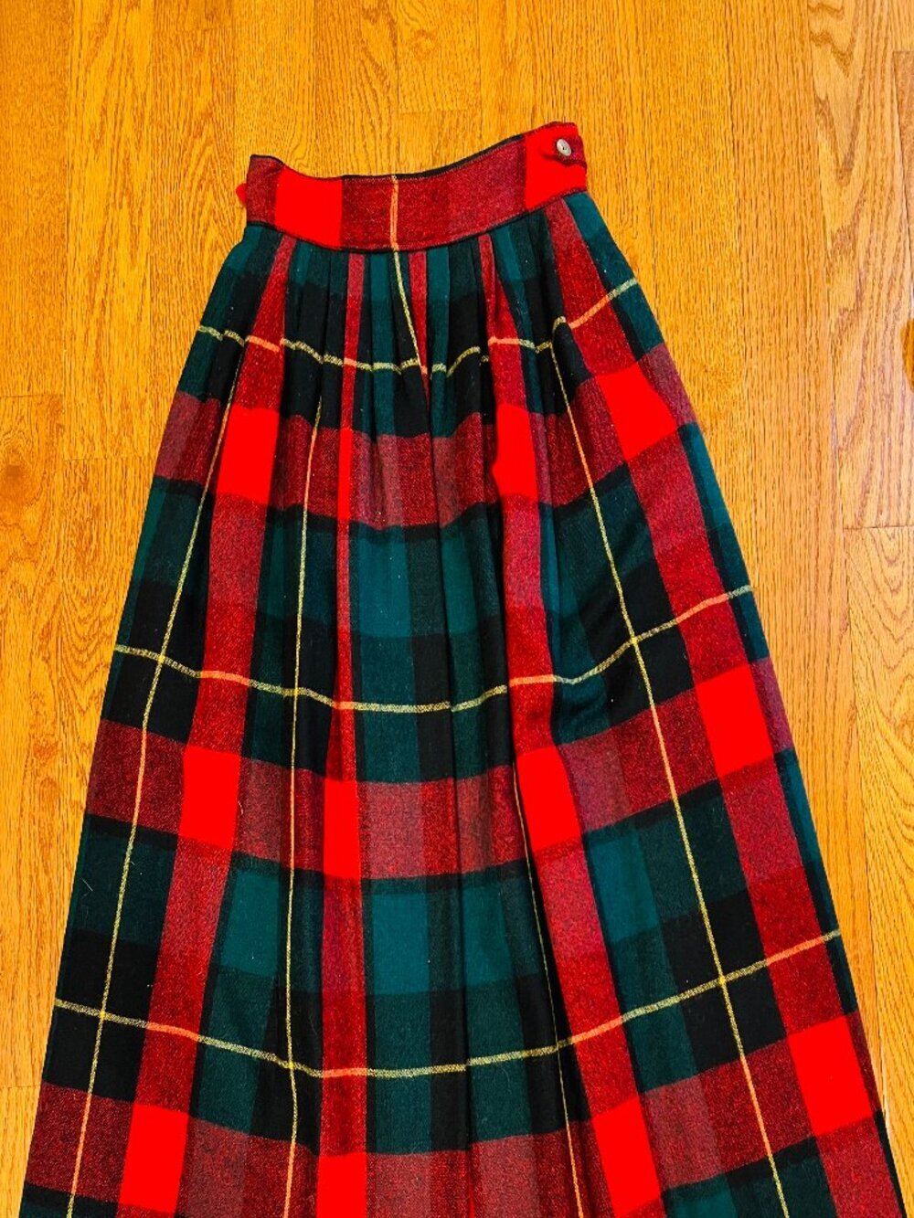 Vintage Polo Ralph Lauren Wool Maxi A-line Skirt Multi-Color Plaid 70s 80s - Picture 11 of 16